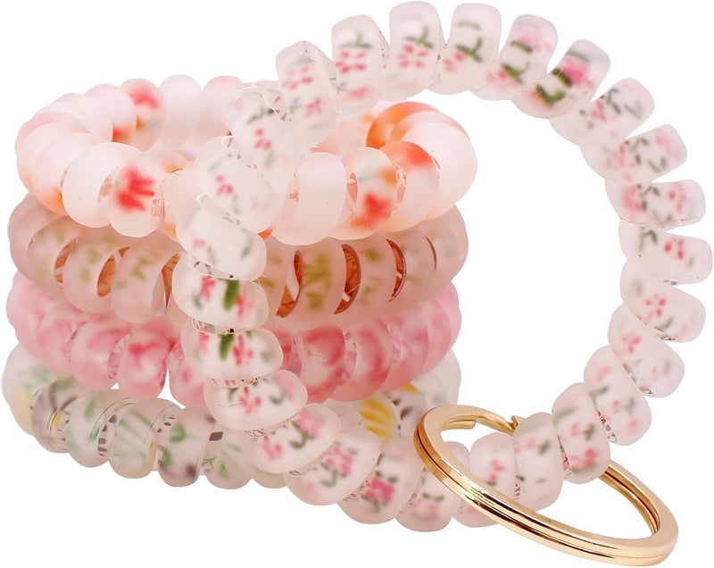 BIHRTC 6pcs Spring Flexible Spiral Wrist Coil Wrist Key Holder Plastic Stretchable Wristband Wristlet Keychain Wrist Band Key Ring Key Chain for Sauna Gym Pool ID Badge and Outdoor Sports - Image 1